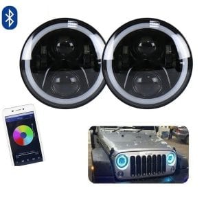 RGB Jeep LED Headlights Round Shape with Bluetooth - 7 Inches
