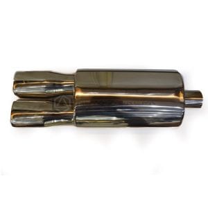 Universal Twin Back Box Exhaust Stainless Steel Chrome