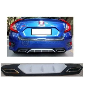 Honda Civic Bumper Diffuser Double Exhaust White 2016-2021