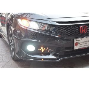 Honda Civic Fog Lamp Cover Drl Heartbeat Style LED 2016-2021