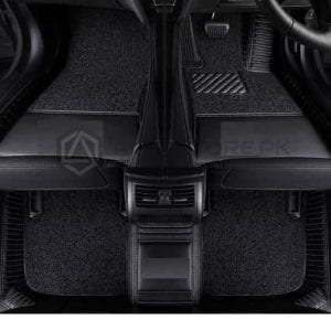 Toyota Fortuner  9D Floor Mats Horizontal Stitch Black With Black Grass 2016-2021