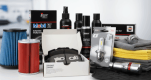 A blog banner image showing car accessories
