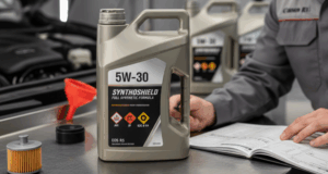 A blog banner image showing an engine oil