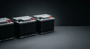 A blog banner image showing car batteries