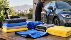 A blog banner image showing Microfiber cloth
