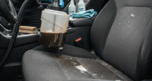 A blog banner image showing Deep Clean of Car Seats at Home
