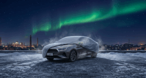 A blog banner image showing a car in win