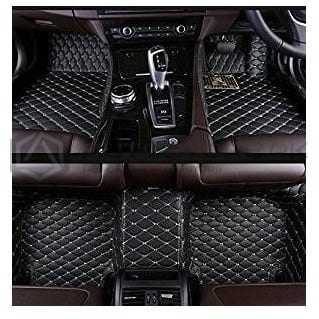 Honda City 7D Diamond Floor Mats Black with Beige Stitch 2009-2021