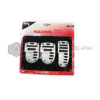 Pedal Cover Racing Silver & Black - MT-03