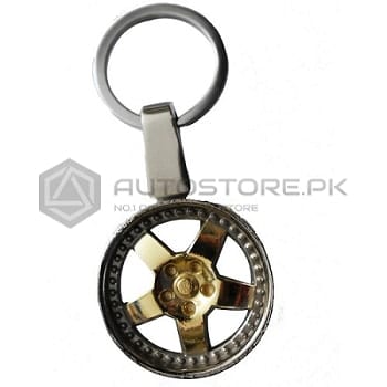Sliver and Gold Wheel Key Chain