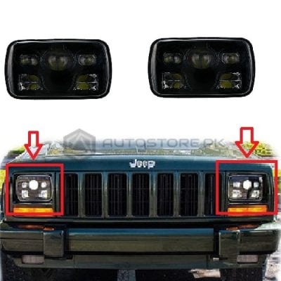 Square Jeep Headlights Black 5×7 inches