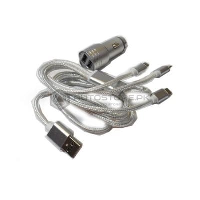 Car Mobile Charger with 3in1 Charging Cable