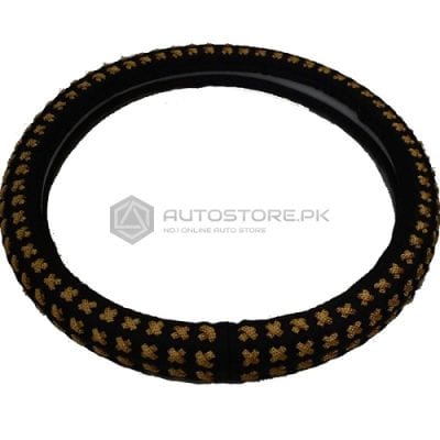 Steering Cover Black With Gold Pattern