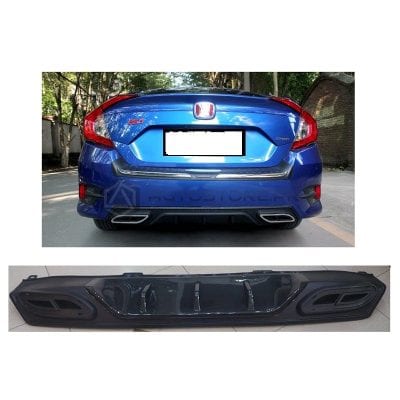 Honda Civic Bumper Diffuser Double Exhaust Black 2016-2021