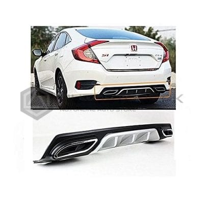 Honda Civic Bumper Diffuser Double Exhaust Sliver 2016-2021