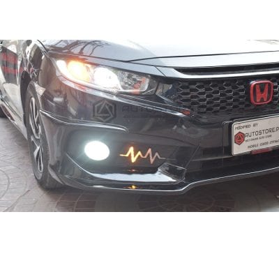 Honda Civic Fog Lamp Cover Drl Heartbeat Style LED 2016-2021