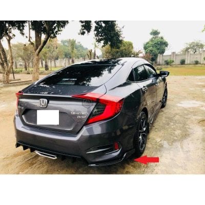 Honda Civic Rear Bumper Side Splitters Glossy Black 2016-2021