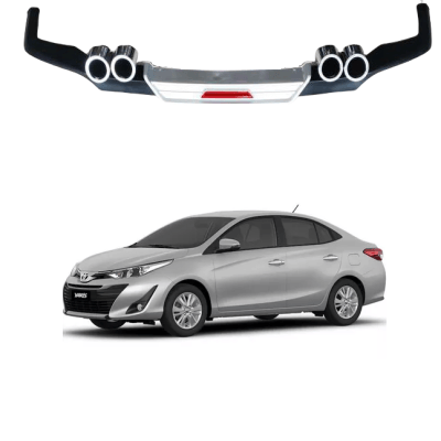 Toyota Yaris Rear Bumper Diffuser Black and Silver 2020-2023