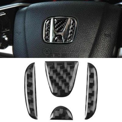Honda Steering Logo Trim Carbon Fiber