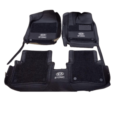 Kia Stonic 9D Floor Mats Horizontal Stitch Black With Black Grass 2021-2022