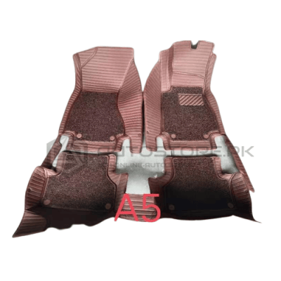 Audi A5 9D Floor Mats Horizontal Stitch Coffee With Coffee Grass 2016-2020