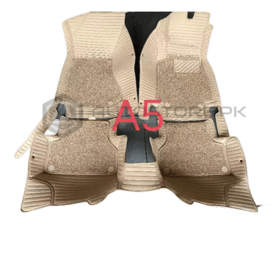 Audi A5 9D Floor Mats Horizontal Stitch Beige With Beige Grass 2016-2020