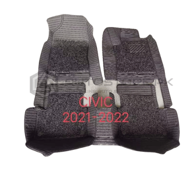 Honda Civic 9D Floor Mats Horizontal Stitch Black With Black Grass 2022-2023