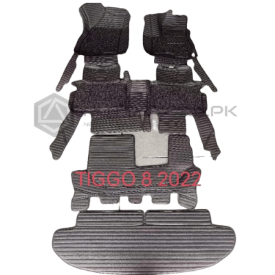 Cherry Tiggo 8 9D Floor Mats Horizontal Stitch Black With Black Grass 2022