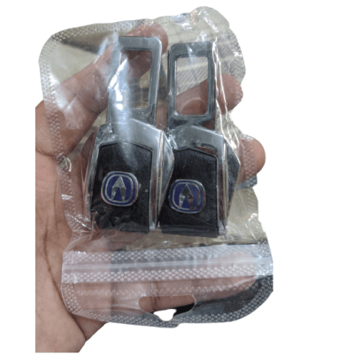 Changan Plastic Seat Belt Clip Pair Black Silver