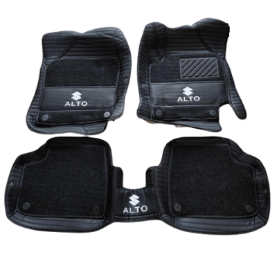 Suzuki Alto 9D Floor Mats Horizontal Stitch Black With Black Grass 2020-2023