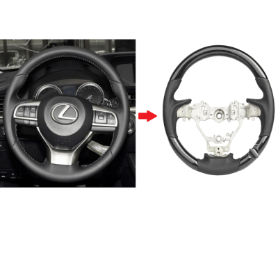 Wood Piano Black Leather Steering For Lexus