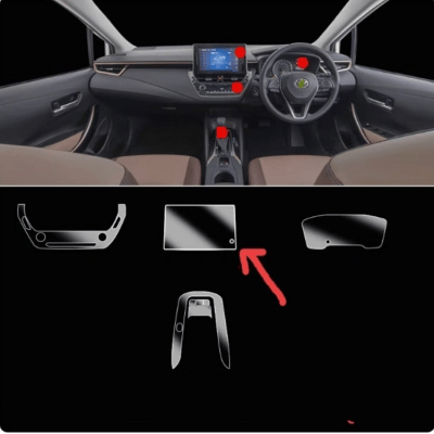 Toyota Corolla Cross Interior Premium Paint Film TPU Sheets 2021-2023