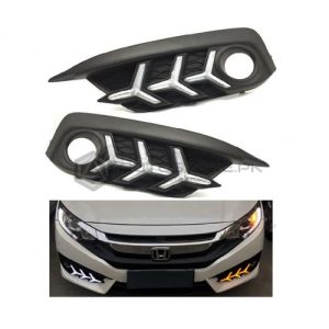 Honda Civic Fog Lamp DRL Cover V3 Mustang Style 2016-2021