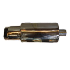 Single Tip Square Slant Racing Back Box Exhaust Stainless Steel