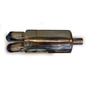 Drop Down Universal Twin Exhaust Back Box Stainless Steel Chrome