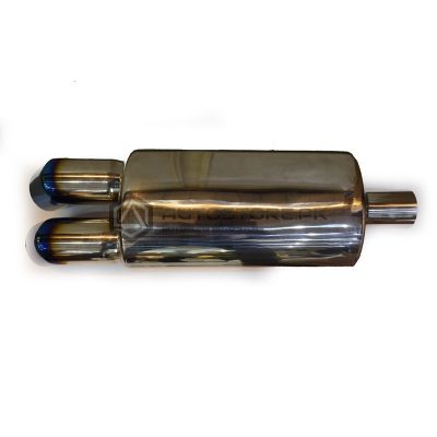 Drop Down Universal Twin Exhaust Back Box Stainless Steel Chrome