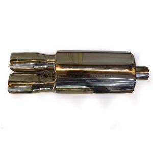 Universal Twin Back Box Exhaust Stainless Steel Chrome