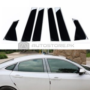 Honda Civic Door Pillar Glossy Black Trim 2016-2021