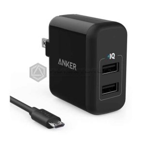 Anker 24W 2 Port USB Charger With 3ft Micro USB Cable - Black