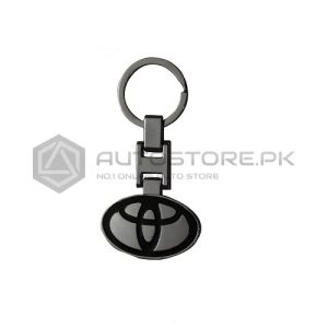 Toyota Logo Black and Sliver Chrome Key Chain