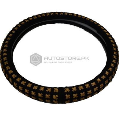 Steering Cover Black With Gold Pattern