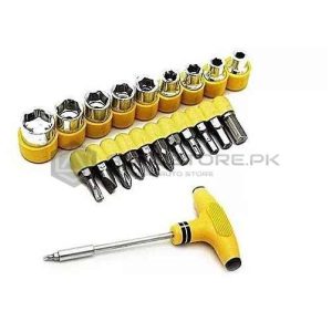 Socket and Bits Set Yellow 24 Pcs