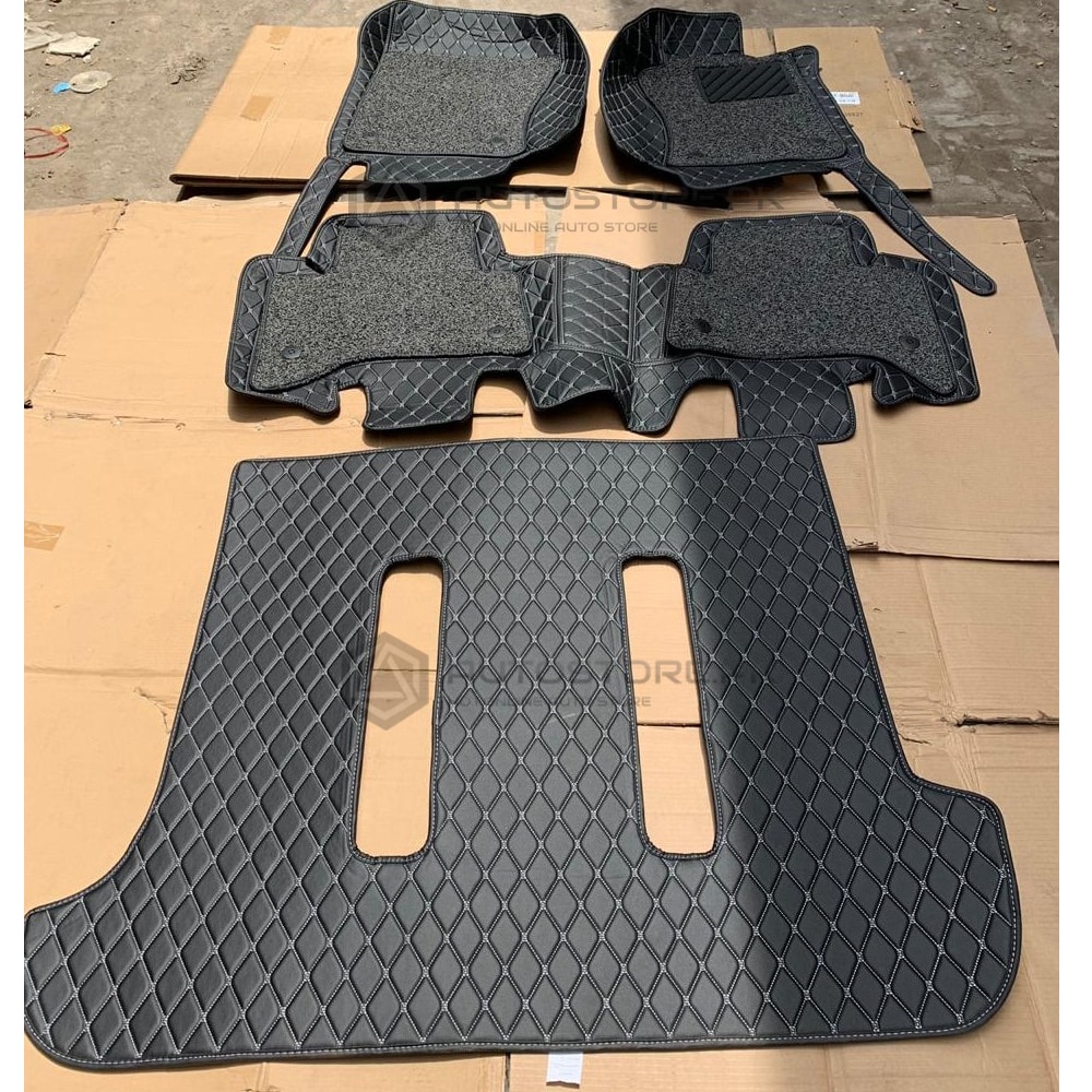 Toyota Prado 7d Diamond Floor Mats Black Grey Stitch With Grey Grass