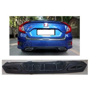 Honda Civic Bumper Diffuser Double Exhaust Black 2016-2021