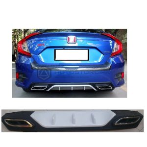 Honda Civic Bumper Diffuser Double Exhaust White 2016-2021