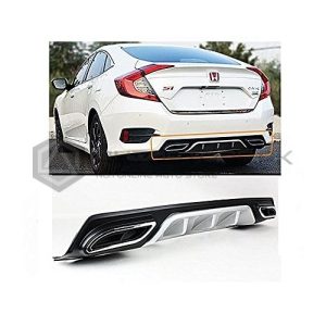Honda Civic Bumper Diffuser Double Exhaust Sliver 2016-2021