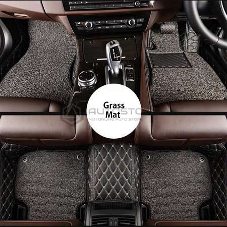 9D Grass Floor Mat Black with Grey