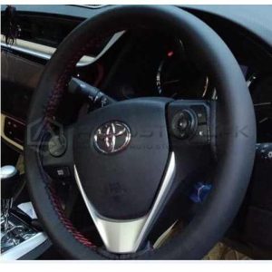 Steering Cover Black with Red Stitch