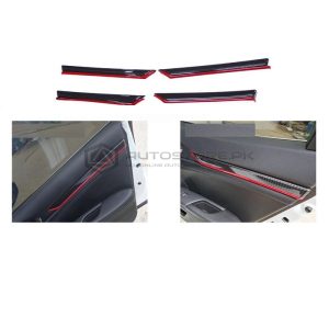 Honda Civic Interior Door Panel Strip Carbon Fiber with Red 2016-2021