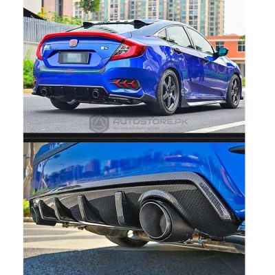 Honda Civic Bumper Center Diffuser Carbon Fiber 2016-2021